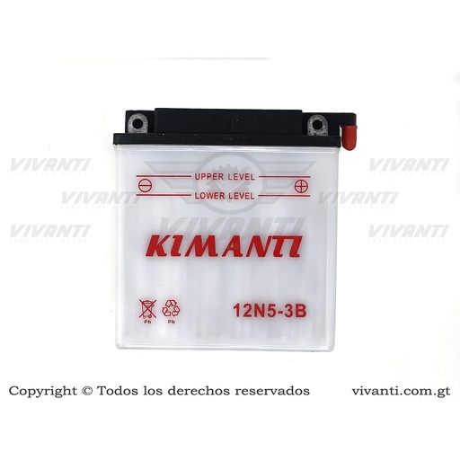 [192936] Batería Mantenimiento 12N5-3B, Semiautomáticas, Gixxer, YBR, Boxer, Platino 125, XCD 125, Pulsar 135, Discover 135, Xtz, Fz16, FT125